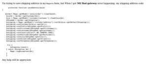 Magento: magento1.9: 502 bad gateway when saving shipping addresses