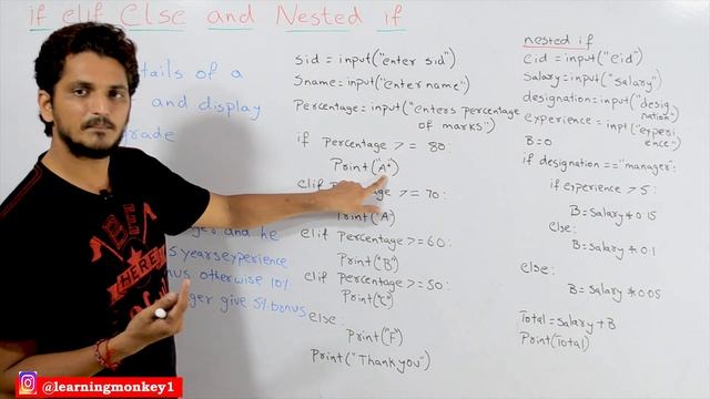 if elif else and nested if in Python || Lesson 11 || Python || Learning Monkey ||