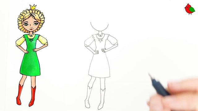 Как нарисовать царевну Василису из мультика Царевны / Раскраски малышам / Мультик раскраска смотреть онлайн