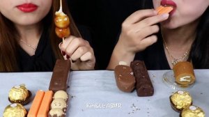 ASMR LEFTOVER CHOCOLATE DESSERT RACE EATING (Magnum Ice Cream, Kinder Chocolate)먹방 | Kim&Liz ASMR