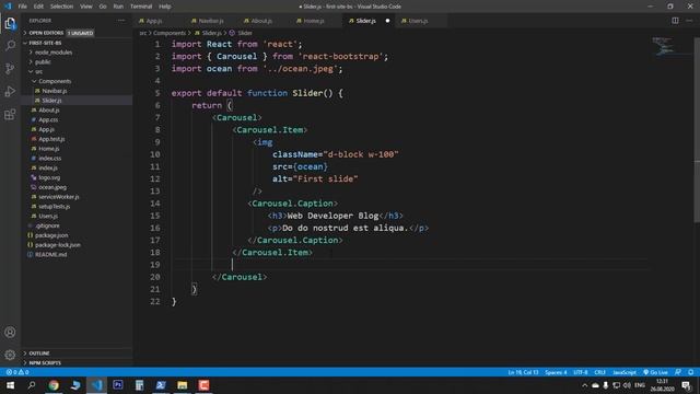 Уроки React JS + Bootstrap на практике - Слайдер, styled-components