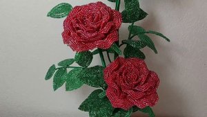 Розы из бисера композиция "Пламя Любви" Обзор. Beadwork. Art. Цветы из бисера.