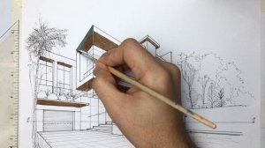 HOW TO DRAW MODERN HOUSE IN 2 POINT PERSPECTIVE.