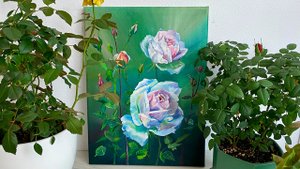 Пишем розы маслом на холсте?Масляная живопись