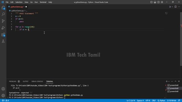 PASS STATEMENT IN PYTHON TAMIL | PYTHON TUTORIAL FOR BEGINNERS | PYTHON PROGRAMMING