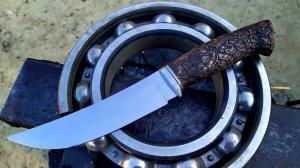 Изготовление отличного ножа из большого подшипника с  красивой рукоятью битый камень!