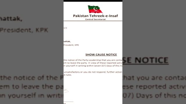 Show cause notice issued to Pervez Khattak.