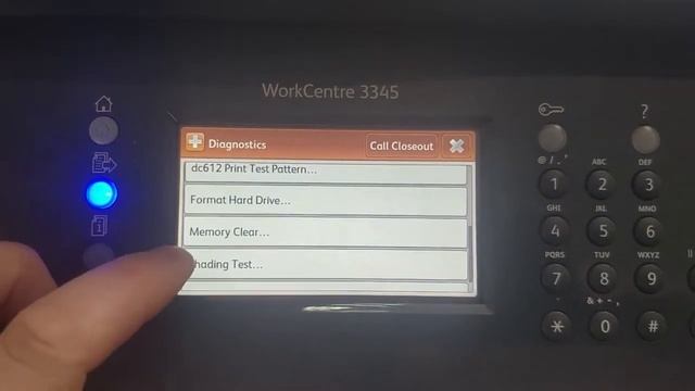 Xerox 3345 вход в сервисное меню # 1934 и Очистка памяти Clear Memory