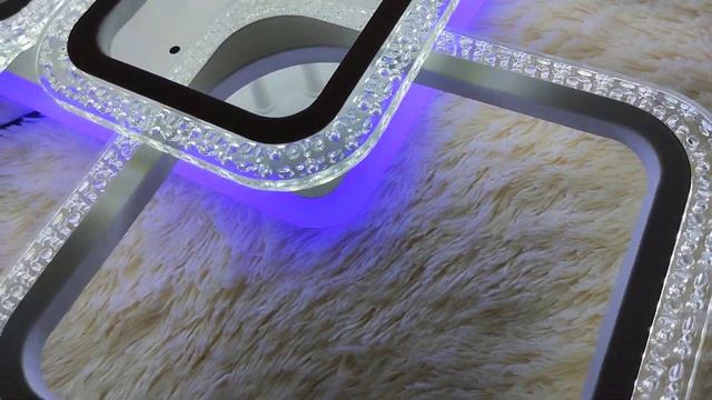 Люстра потолочная светодиодная LED 4+4 Квадраты пузырьковая с подсветкой смотреть онлайн