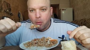 Обжор гречка по купечески и колбаса нарезка/МУКБАНГ ПП завтрак