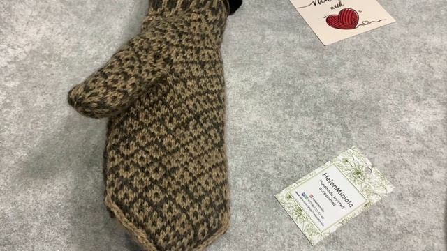 Зимние вязаные шерстяные мужские варежки