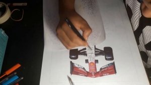 F1 Ferrari 16 ballpoint pen drawing time-lapse part four