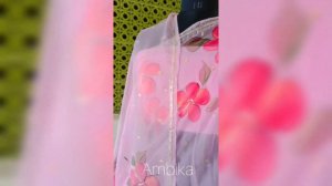 😍Handpainted party wear saree | Handpainted chiffon saree | Pink Chiffon Saree💗🎨🖌️✨