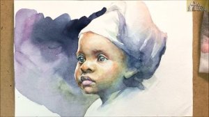 Watercolor Portrait painting of a child