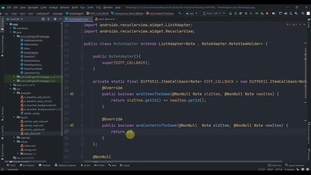 Notes App - Part 6 Using ( MVVM architecture ) ListAdapter Fetching Notes and Bug Fixes смотреть онлайн
