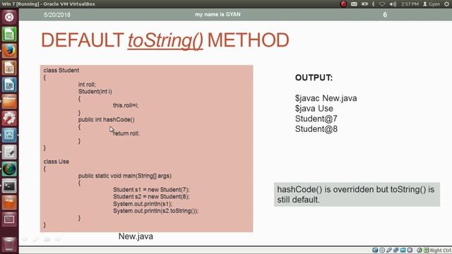 java.lang.Object | #3 | toString() Method in Java | Overloading the toString() Method in Java