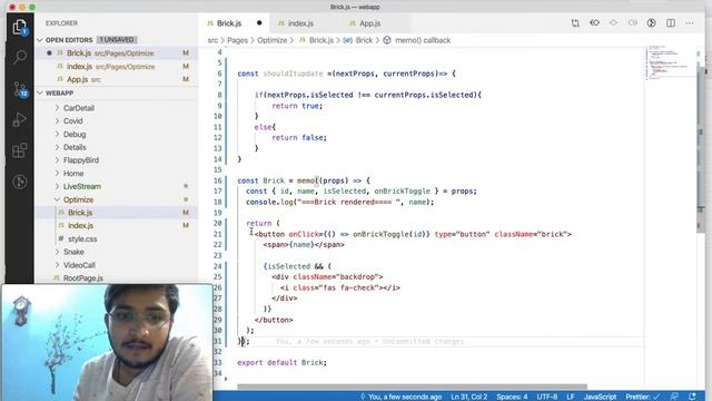 Optimising Re-rendering of React Components.