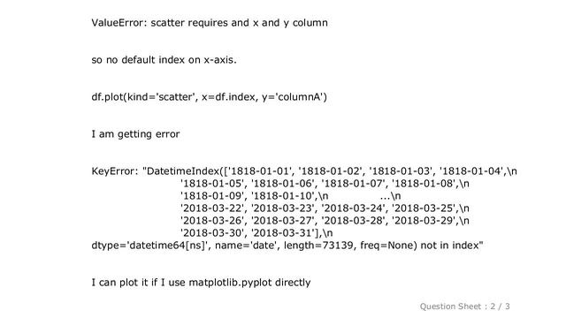 Pandas : Scatter plot form dataframe with index on x-axis смотреть онлайн