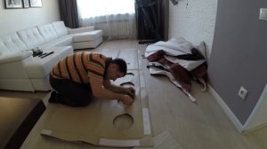 Пол ПВХ в палатку. Вырезаем отверстия для  СНЕГИРЬ 3Т LONG