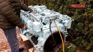 Запуск двигателя Мерседес OM 444 LA / Engine start Mercedes OM 444 LA