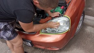 полировка фар, содой и лимоном