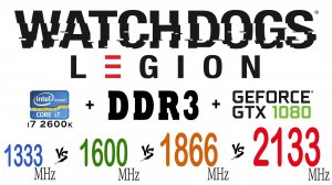 Watch Dogs Legion DDR3 1333 МГц, 1600 МГц, 1866 МГц, 2133 МГц