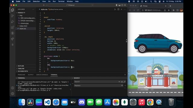 3D Cinema Animation using HTML CSS & JS