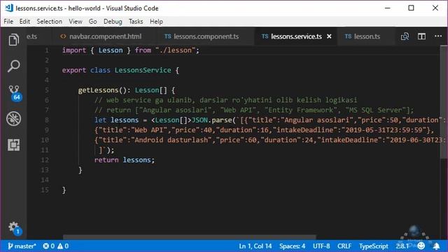 Angular asoslari. 5-Bo'lim. 6-Dars. Route'ga bir nechta parametrlarni joylash. смотреть онлайн