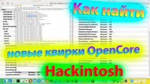 КАК НАЙТИ НОВЫЕ КВИРКИ / ПОЗИЦИИ / ЗНАЧЕНИЯ В OPENCORE ?! HACKINTOSH