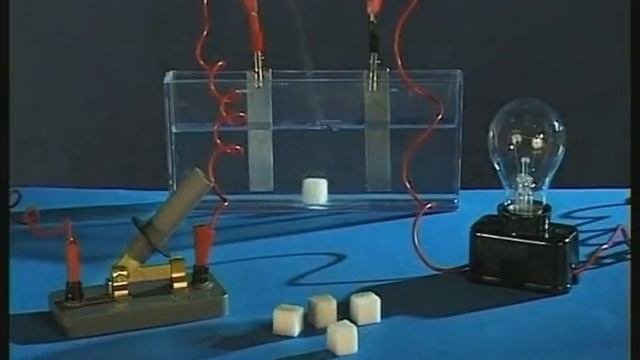 Опыты по физике. Сравнение электропроводности воды, соли и растворов соли, сахара и серной кислоты