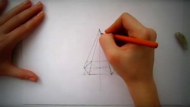 как нарисовать 6ти гранную пирамиду