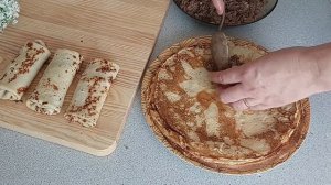Домашние вкусные блинчики с мясом!!! Классический рецепт