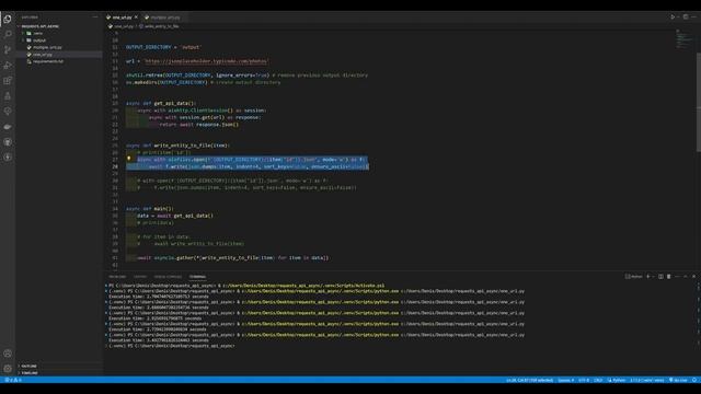 Парсим данные API с помощью Python: requests, asyncio, aiohttp и сохраняем с помощью aiofiles смотреть онлайн