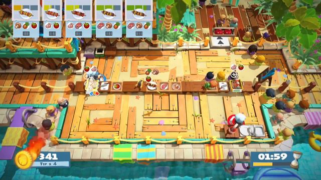 Overcooked 2 DLC - Surf 'n' Turf - Level 3-1 4 Star 2 Player Co-op Victory смотреть онлайн