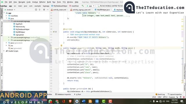 Login and Register Android App JAVA and SQLite | Android Mobile Development Urdu Hindi Beginners