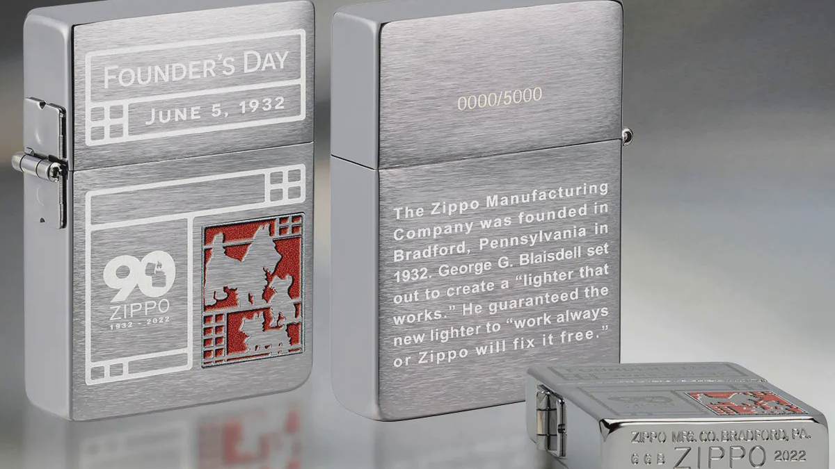 Zippo "2022 Founder's Day Collectible" 1935 Replica Brushed Chrome