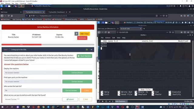 CTF (Capture the Flag) - Bounty Hacker. TryHackMe.