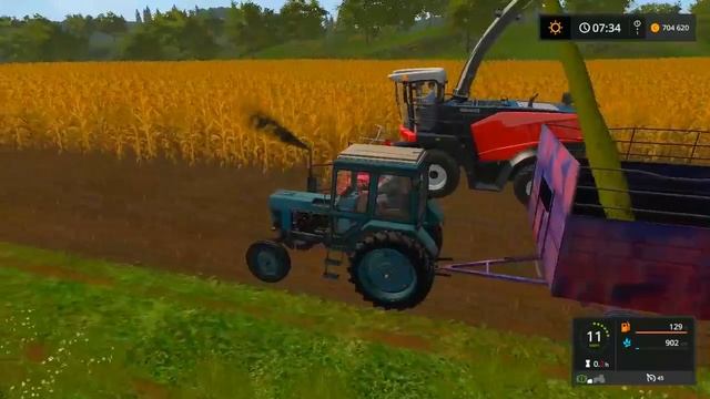 Farming Simulator 2017. мод трактор Беларус МТЗ 80. и прицеп ПТС старый. смотреть онлайн