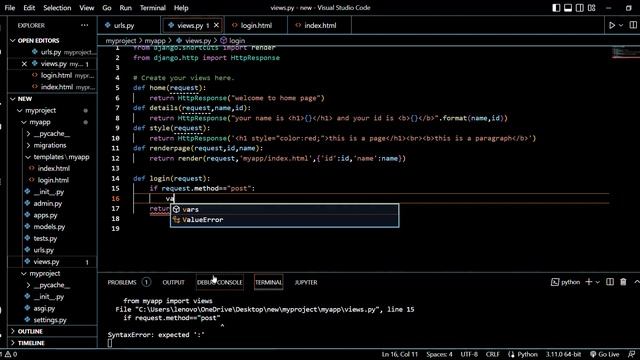 Django|07|Login page and model creation
