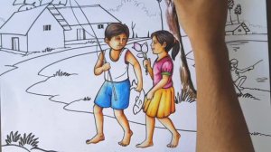 HOW TO DRAW VERY EASY #SCENERY WITH #HUMAN-FIGURES STEP BY STEP FOR BEGINNERS WITH #PASTEL COLORS