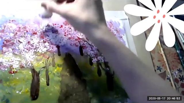 ЦВЕТУЩИЙ САД ГУАШЬЮ И ВАТНЫМИ ПАЛОЧКАМИ ЗА 10 МИНУТ.Правополушарное рисование.