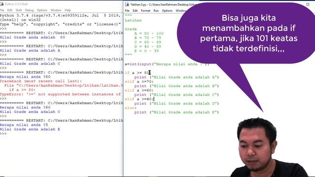 Python Dasar #5_Latihan 1 If Elif Else (Membuat Grade Nilai) смотреть онлайн