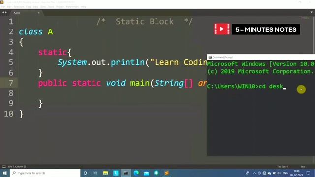 what is the static block in java | 5 Minutes Notes
