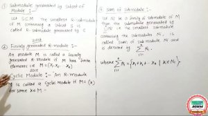 Sub-module | Finitely generated module| cyclic module | Advanced abstract algebra full lectures