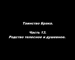 Таинство Брака 
Часть 13. Родство телесное и душевное