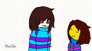 Chara vestida por sans y frisk  /chara x frisk x sans