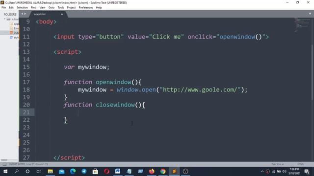 Javascript Browser Object Model BOM  Window Object Methods Part 2