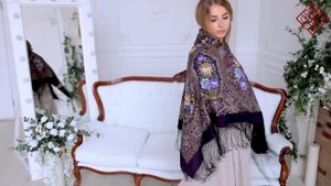 Многоцветный платок из уплотненной шерстяной ткани с шелковой бахромой "Свет мой, зеркальце", вид 15