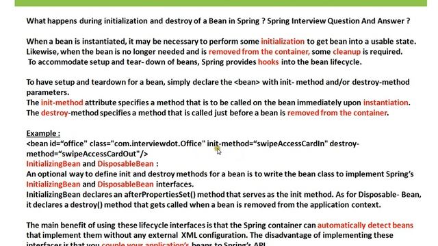 What Happens during initialization and destroy of spring bean смотреть онлайн