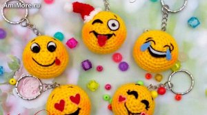 Амигуруми: схема Смайлики-брелочки. Игрушки вязаные крючком - Free crochet patterns.